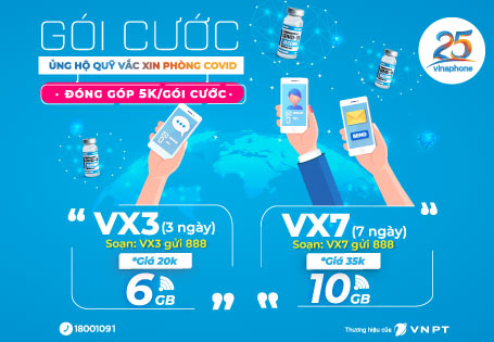 VinaPhone ưu đãi gói Data ủng hộ quỹ Vắc xin phòng Covid – 19