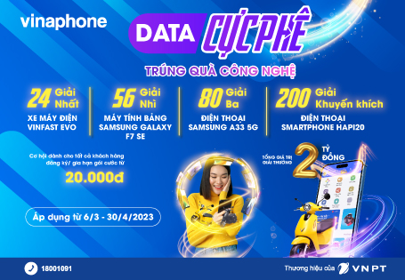 Đăng ký gói cước VinaPhone, trúng ngay kho quà hơn 2 tỷ đồng