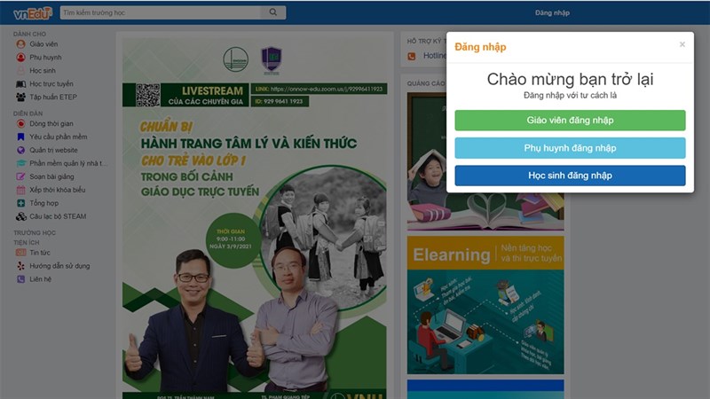 cách sử dụng VnEdu cho học sinh