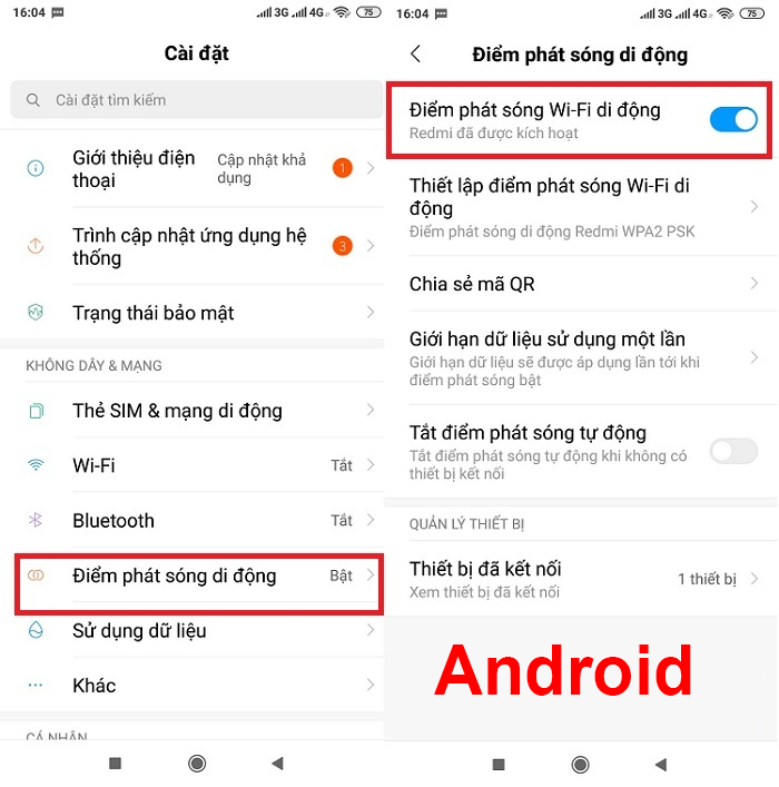 Cách phát wifi từ điện thoại Android