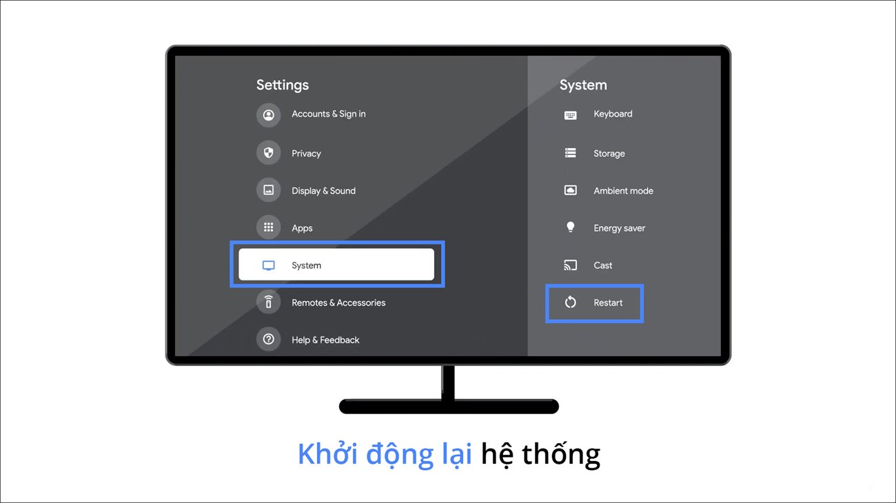 Khởi động lại Google TV của bạn