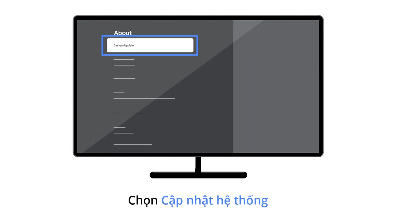 Chọn cập nhật hệ thống