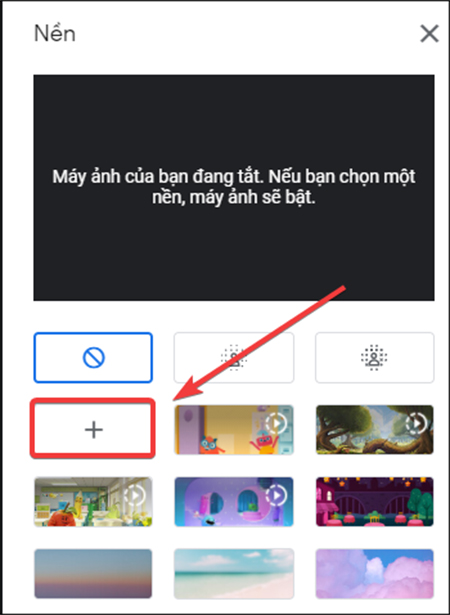 Bạn click chuột vào dấu cộng trong cửa sổ nền và chọn nền bạn muốn đổi.