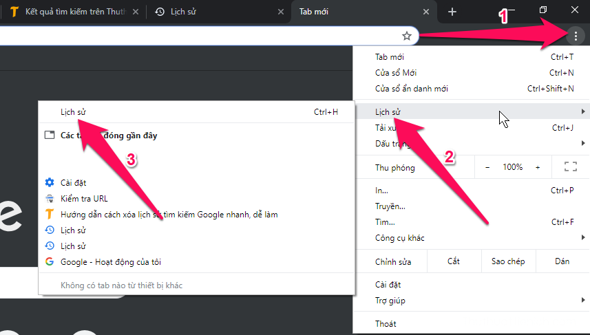 Nhấn tổ hợp phím Ctrl + H để mở Lịch sử duyệt web